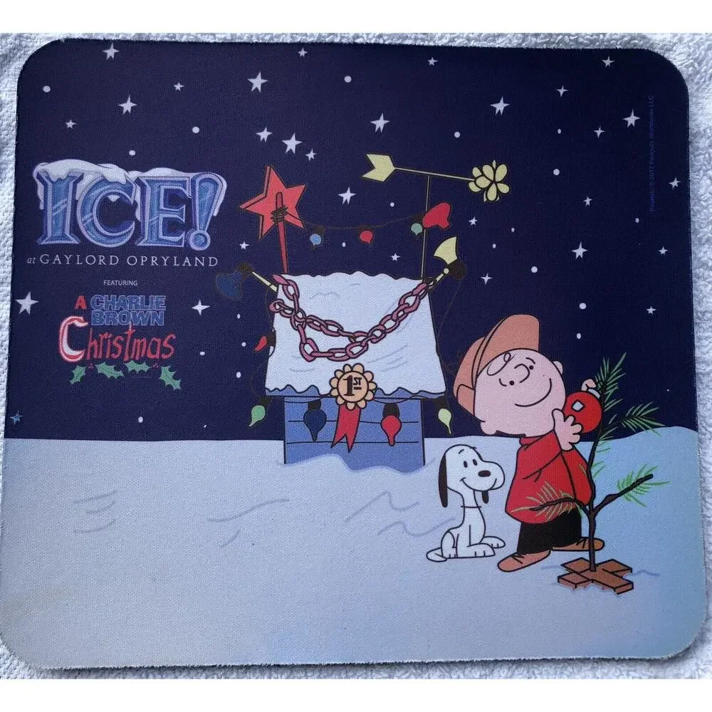 Charlie Brown ICE Gaylord Opryland Mouse Pad Blue Christmas Snoopy Charlie Brown
